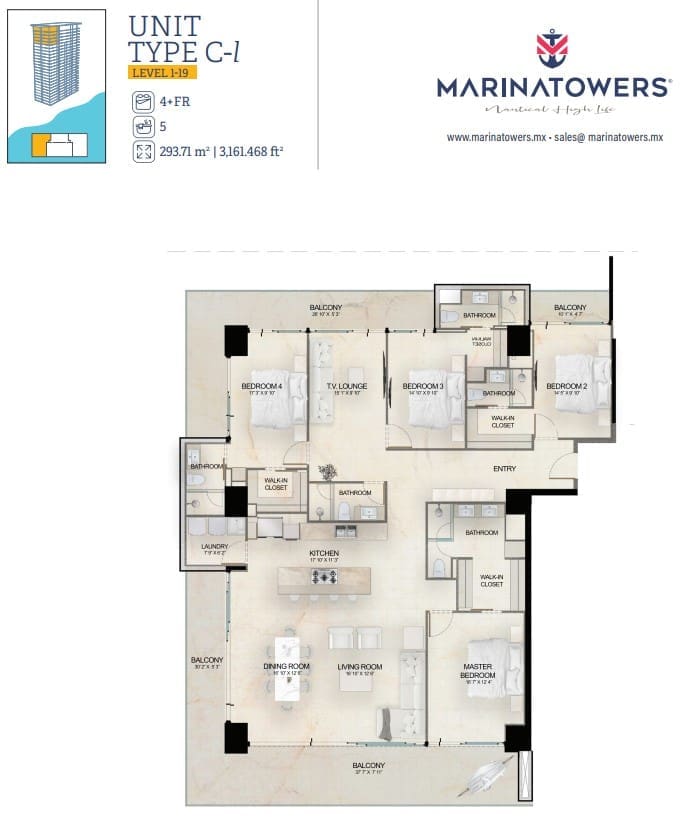 4-BR 5 Baths Type C Condominium at Marina Towers