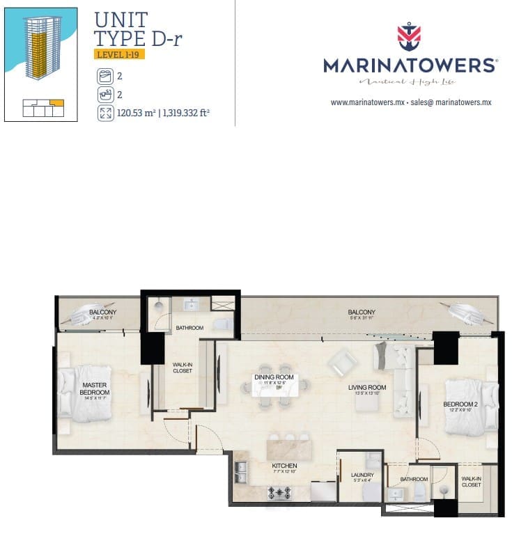 2-BR 2 Baths Type D Condominium at Marina Towers